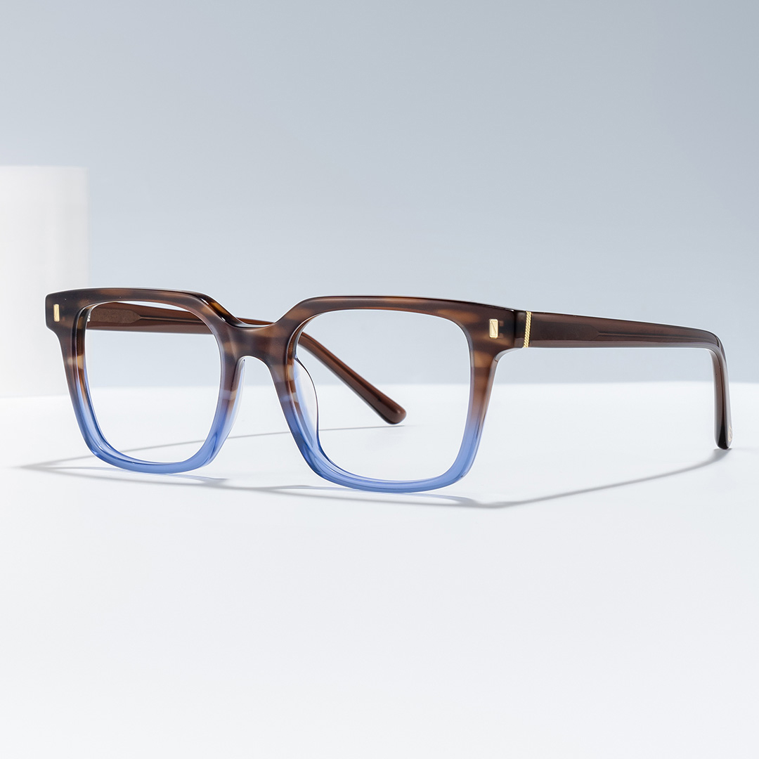 Pagel Brown Gradient Blue Thin Frame Eyeglasses | ZEELOOL Canada0