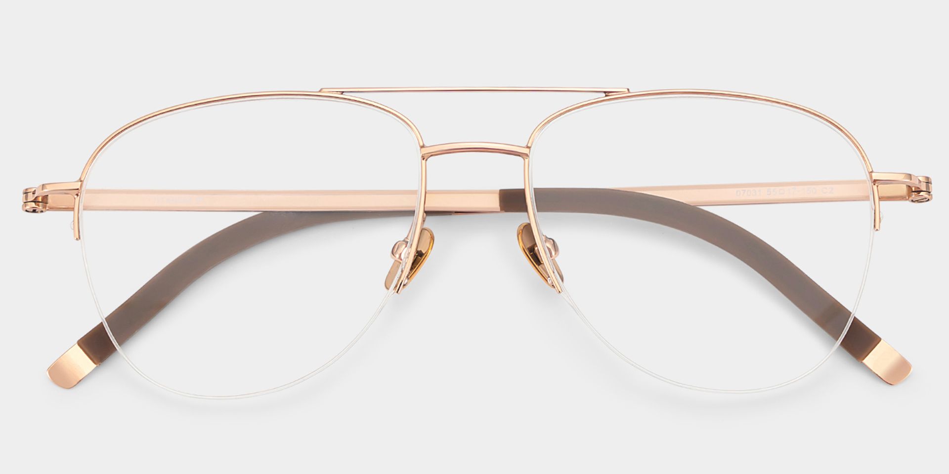 Grayson Half Rim Aviator Eyeglasses in Gold Wide Frames | ZEELOOL1