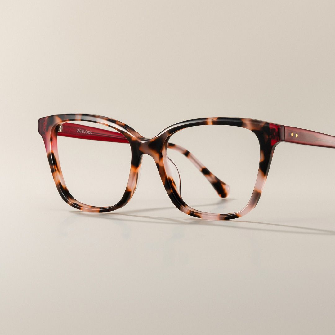 Lena Square Pink Tortoise Frame Eyeglasses for Woman| ZEELOOL Canada0