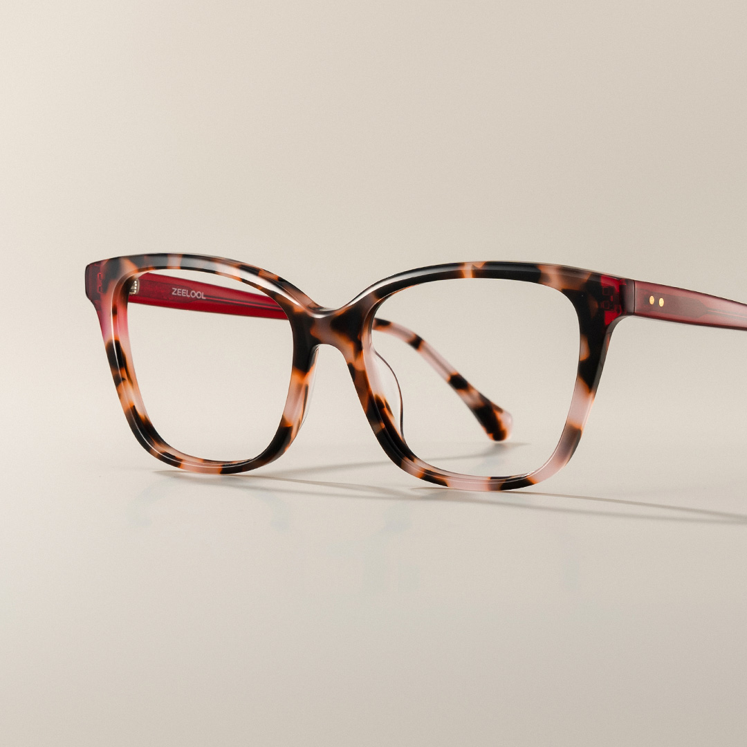 Lena Square Pink Tortoise Frame Eyeglasses for Woman| ZEELOOL Canada0