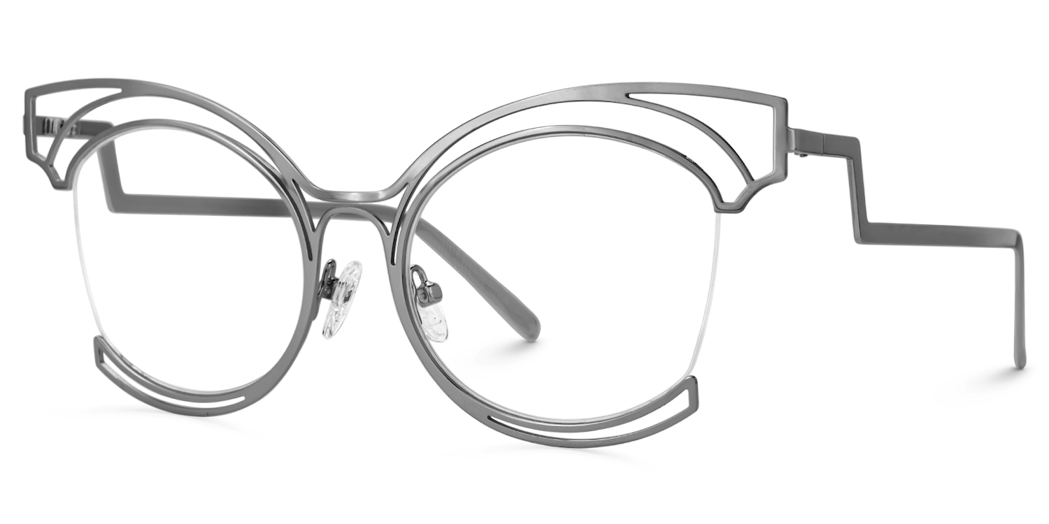 Semi-rim Murphy Glasses with Grey for women -Zeelool Glasses1