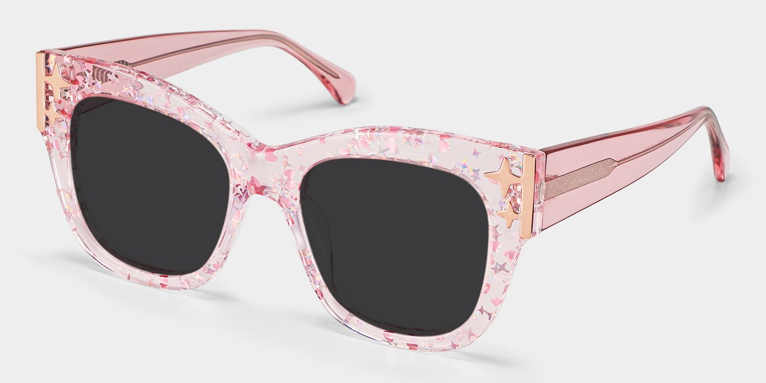 Minfia Square Sunglasses with Acetate Pink Frames | ZEELOOL CA3