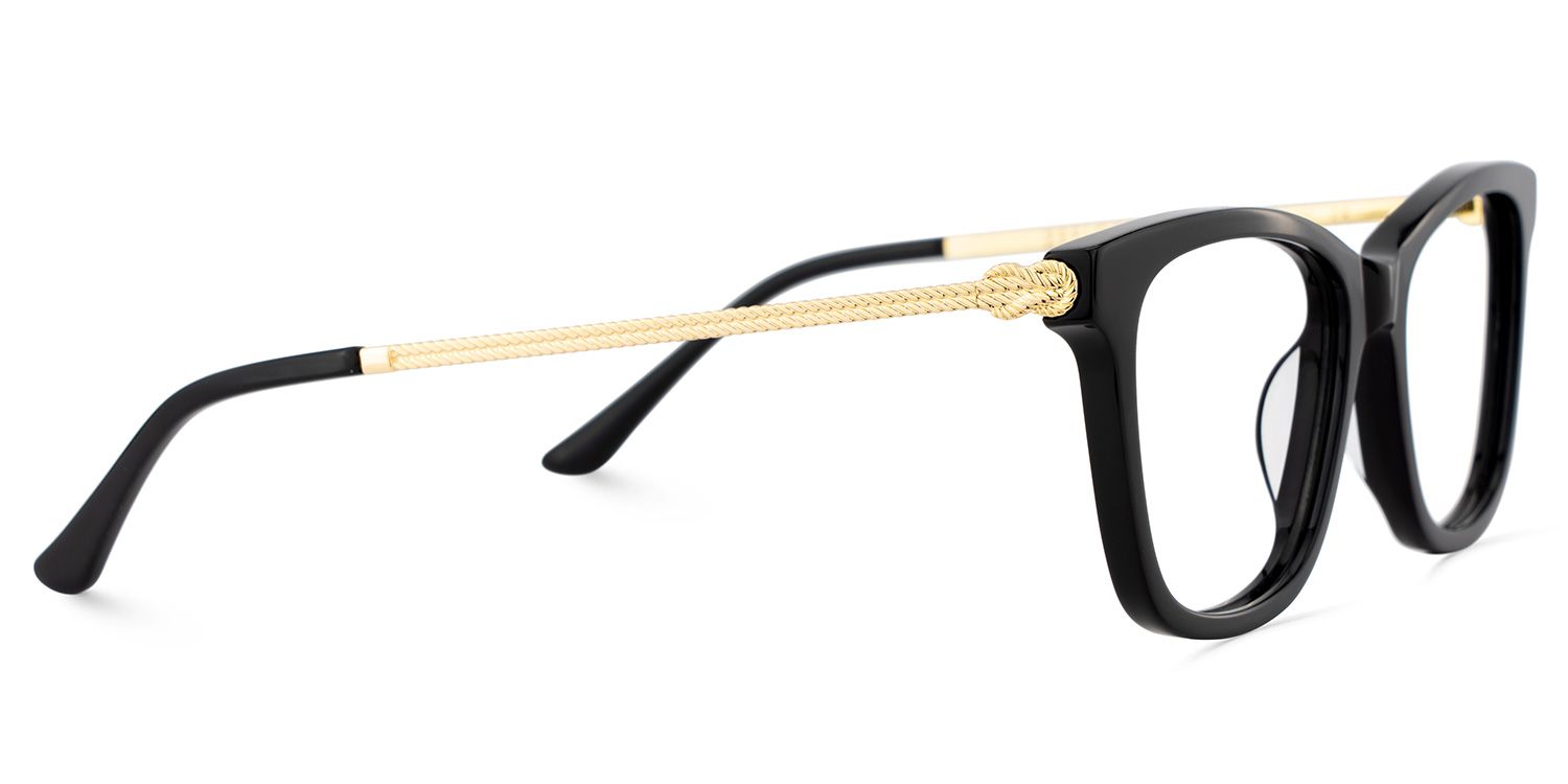 Large Rectangle Eyeglasses With Woven Metal Temples4