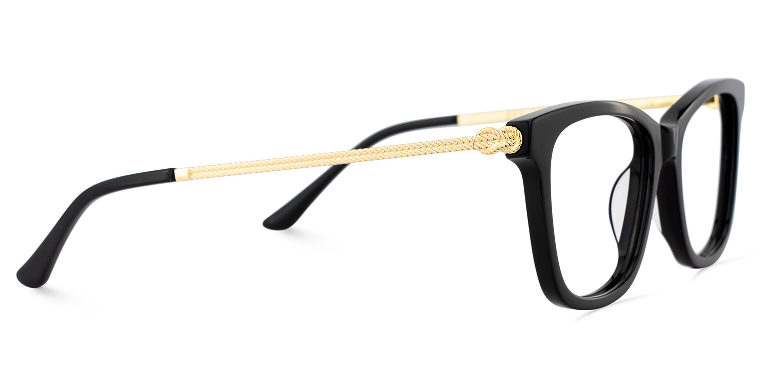 Large Rectangle Eyeglasses With Woven Metal Temples4