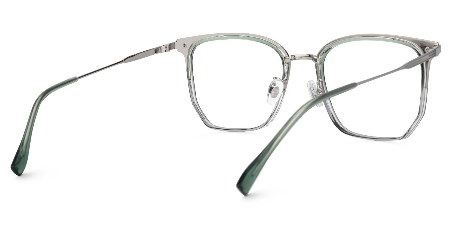 Roque Mixed-material Geometric Green Frame Glasses | ZEELOOL Canada3