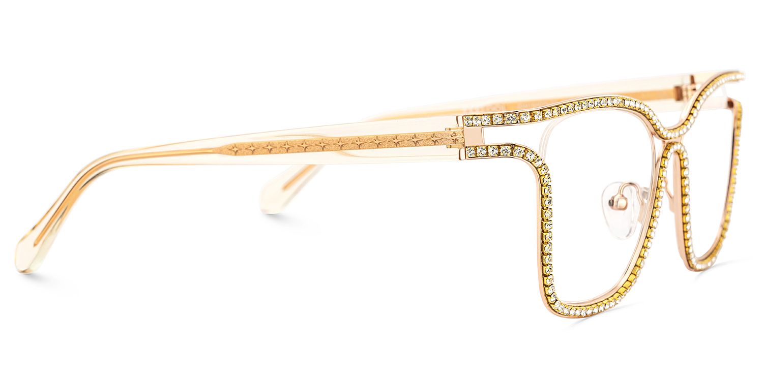 Half Rim Square Glasses With Decorated Shiny Diamonds4