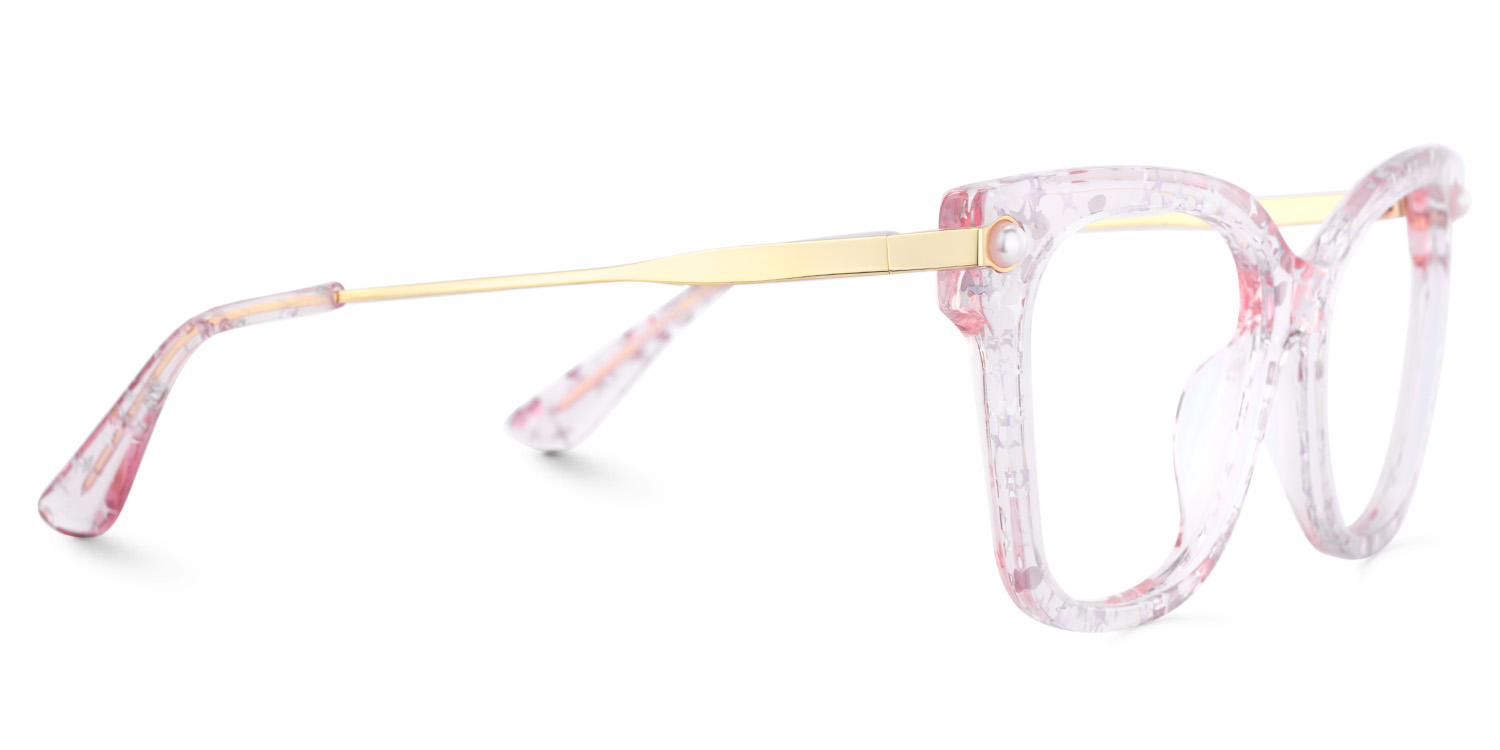 Square Pink Glasses With Star and Heart Gillter4