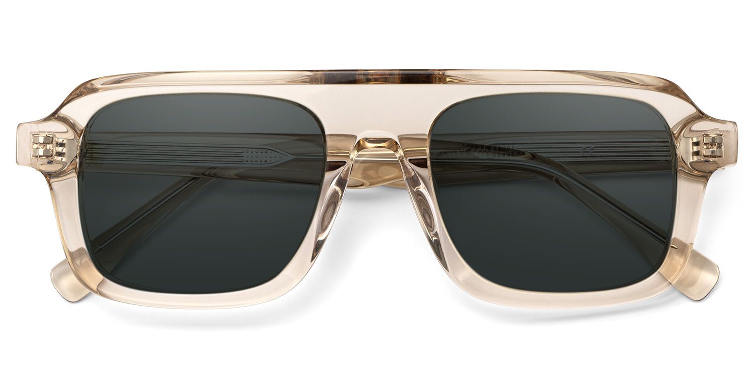 Nomad Rectangle Beige Sunglasses for Women & Men | ZEELOOL CA1