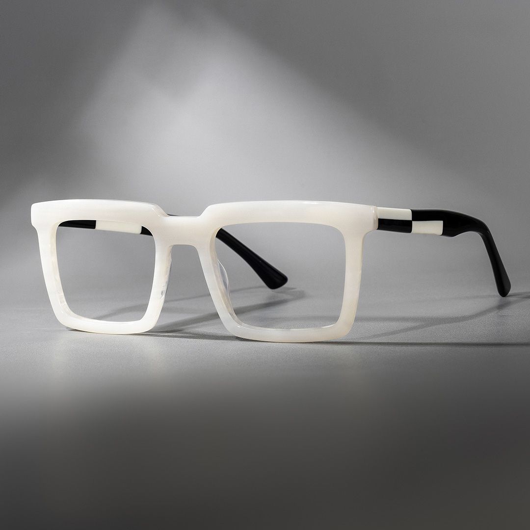 Leblanc Square White Acetate Glasses for Men | ZEELOOL Canada0