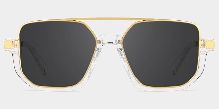 Oromiya Gold Clear Geometric Sunglasses