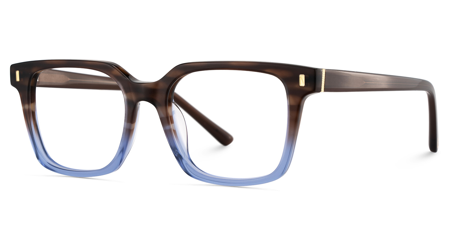 Pagel Brown Gradient Blue Thin Frame Eyeglasses | ZEELOOL Canada3