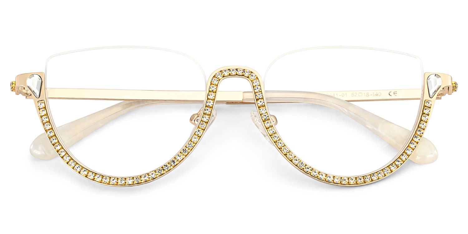 Half Frame Cat Eye Glasses With Shiny Diamonds3