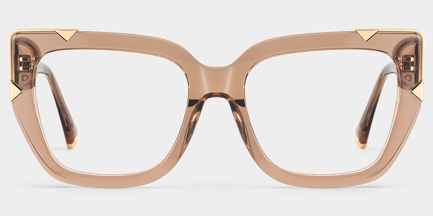 Dax Square Champagne Frame Eyeglasses for Women| ZEELOOL1