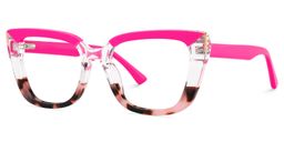 Lannez Rectangle Neon Pink Glasses3