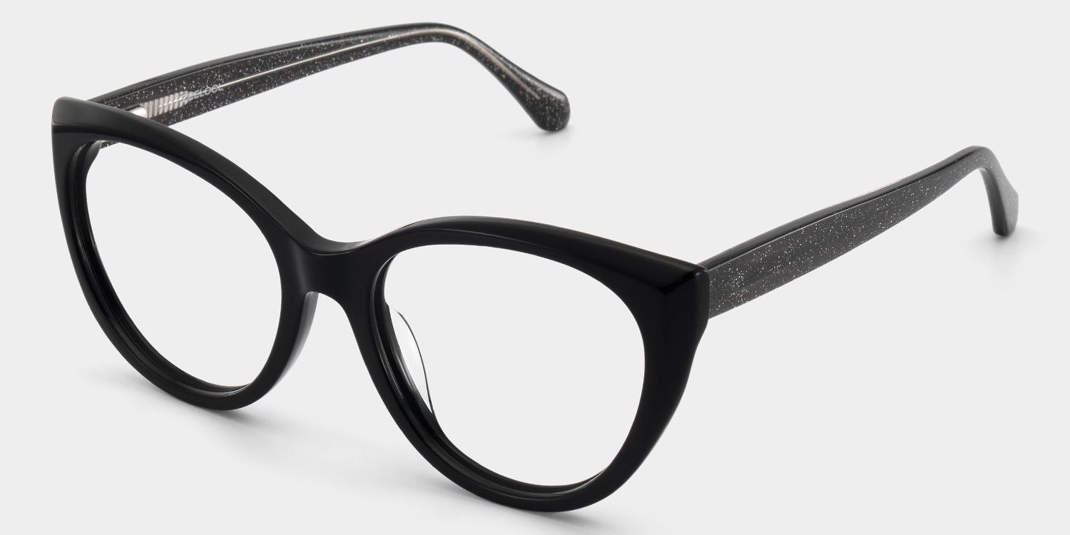 Kiera Black Cat Eye Glasses Frames in Dark Gray Glitter | ZEELOOL2