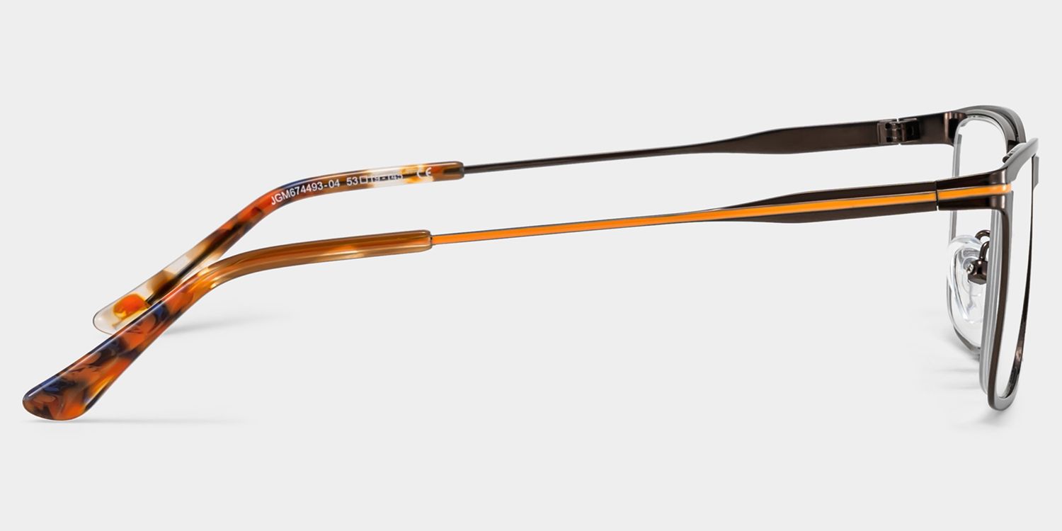 Rectangle Brown Eyeglasses- Roxana Metal Frame Glasses3