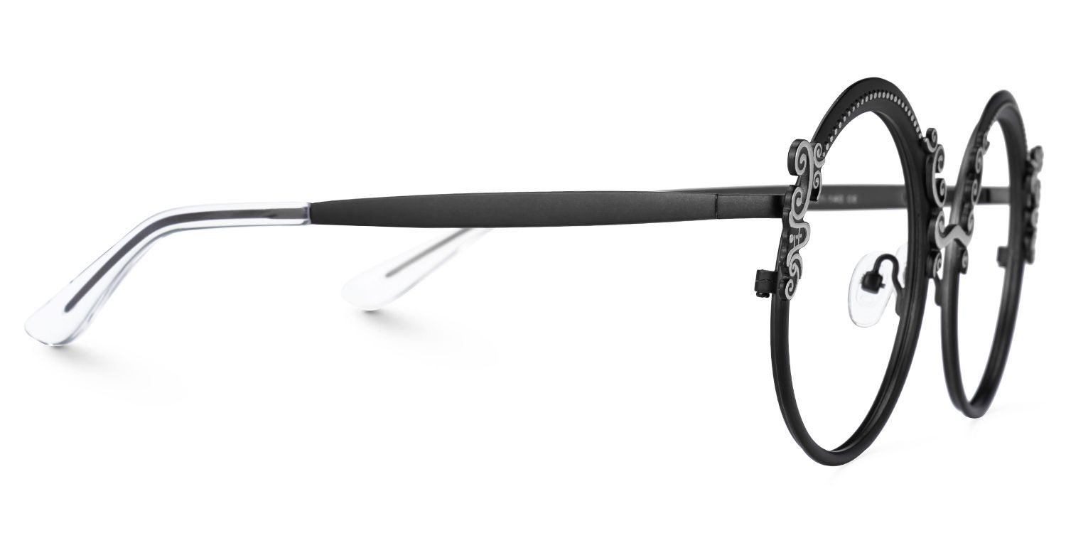 Nelida Designer Black Round Frame Glasses | ZEELOOL Canada2