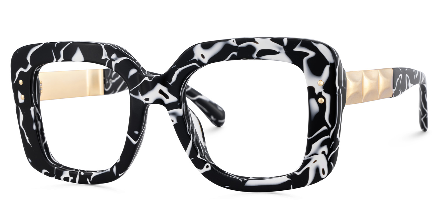 Oversized Thick Square Cow Pattern Frame Glasses3