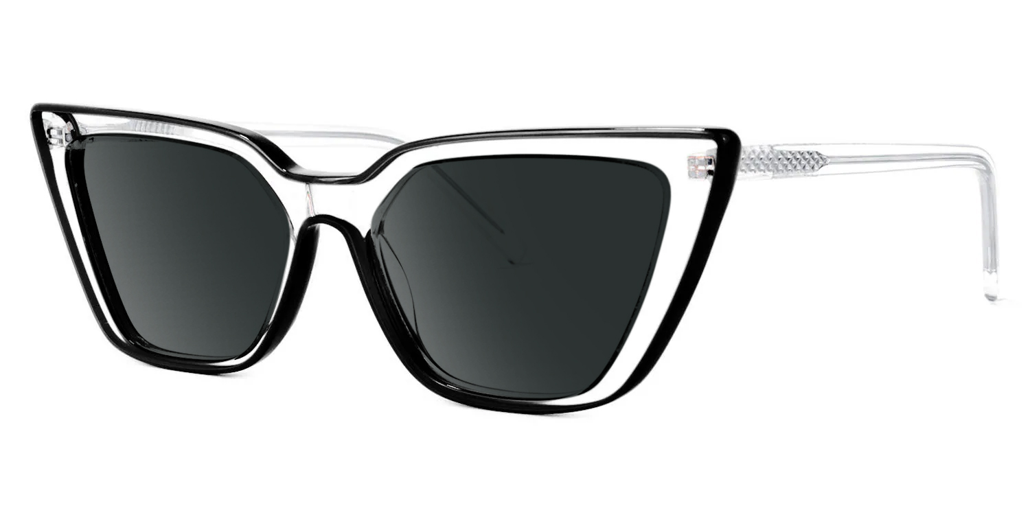 Yosef Cyber Women Black and Clear Cat Eye Frames Sunglasses1