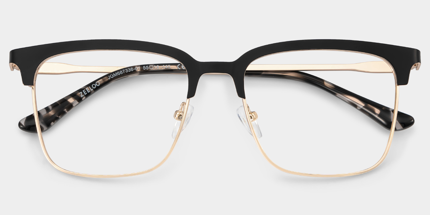 Cleo Black Gold Frame Glasses with Browline Frame Online | ZEELOOL Canada2