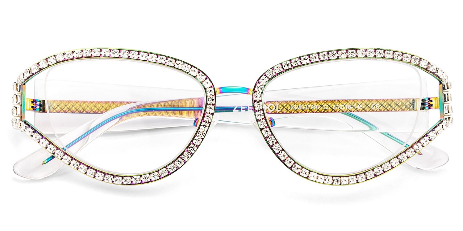 Ladies's Cat Eye Glasses With Shiny Diamonds2