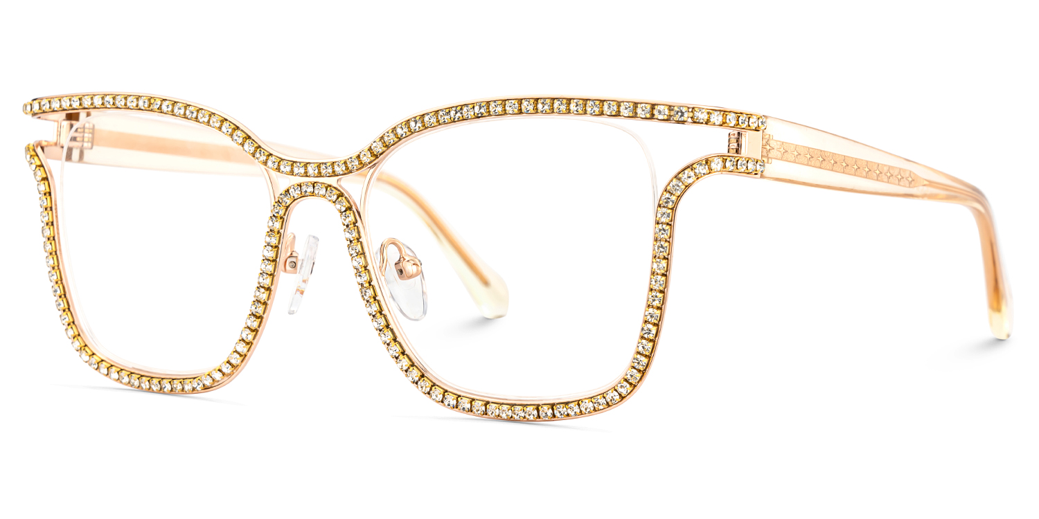 Shine Square Gold White Glasses3