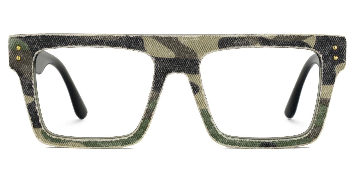 Vintage Rectangle Glasses With Green Denim1