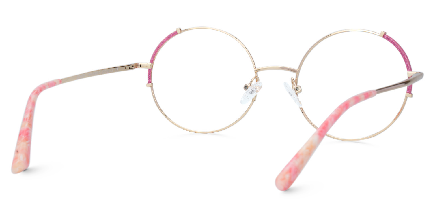 Round Gold Prescription Glasses With Hot Pink Gillter3