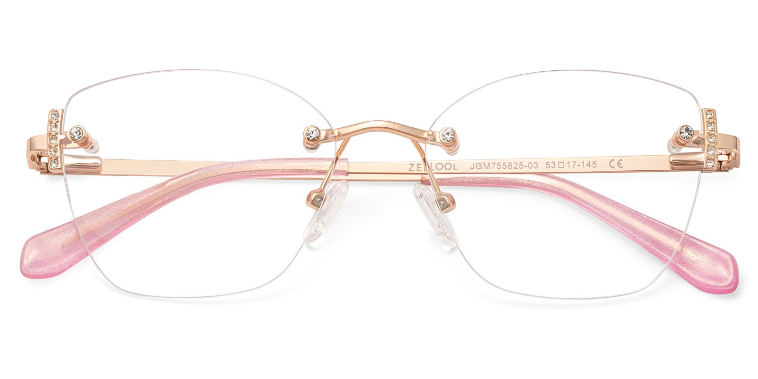 Pink Rectangle Jaxon Eyeglasses with Rimless | ZEELOOL Canada2