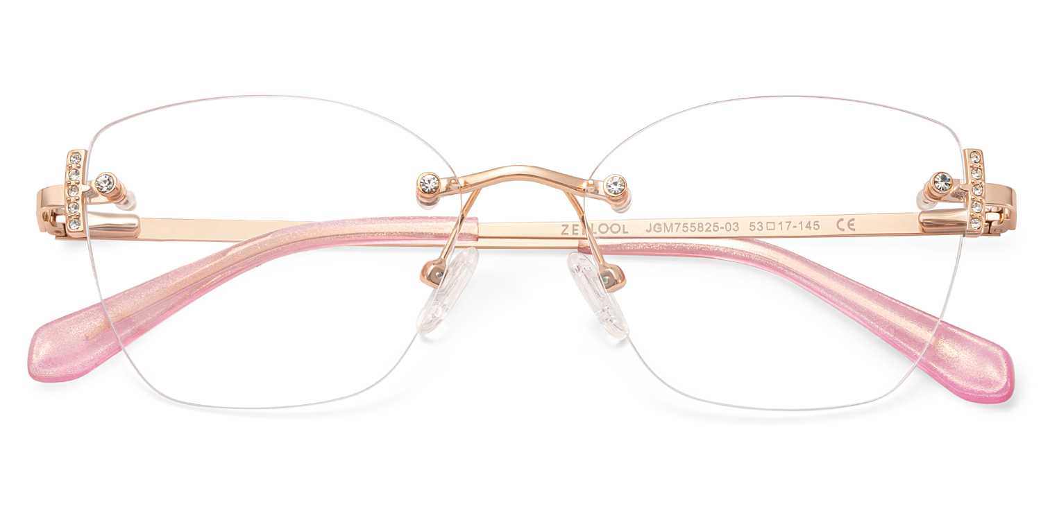 Pink Rectangle Jaxon Eyeglasses with Rimless | ZEELOOL Canada2