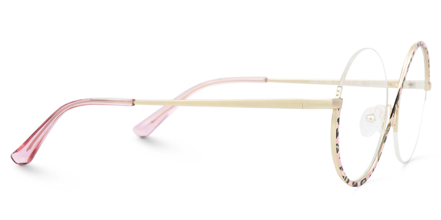 Flozif Round Semi-Rimless Pink-Leopard Glasses2