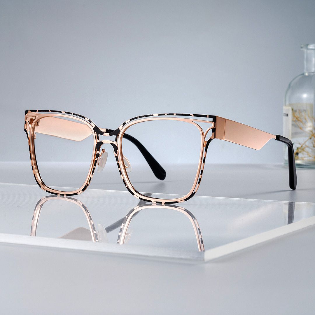 Women's Metal Glasses with Dual-level Frame Online0