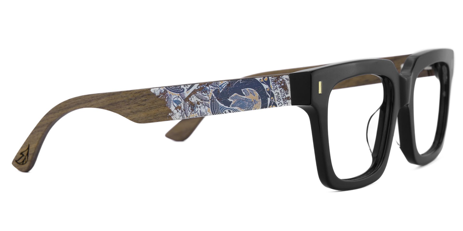 Black Rectangle Glasses With Wood Temples For Men4