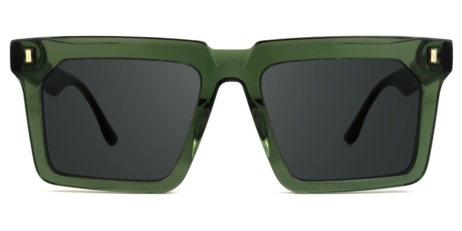 Moreland Rectangle Green Full Rim Sunglasses | ZEELOOL CA0