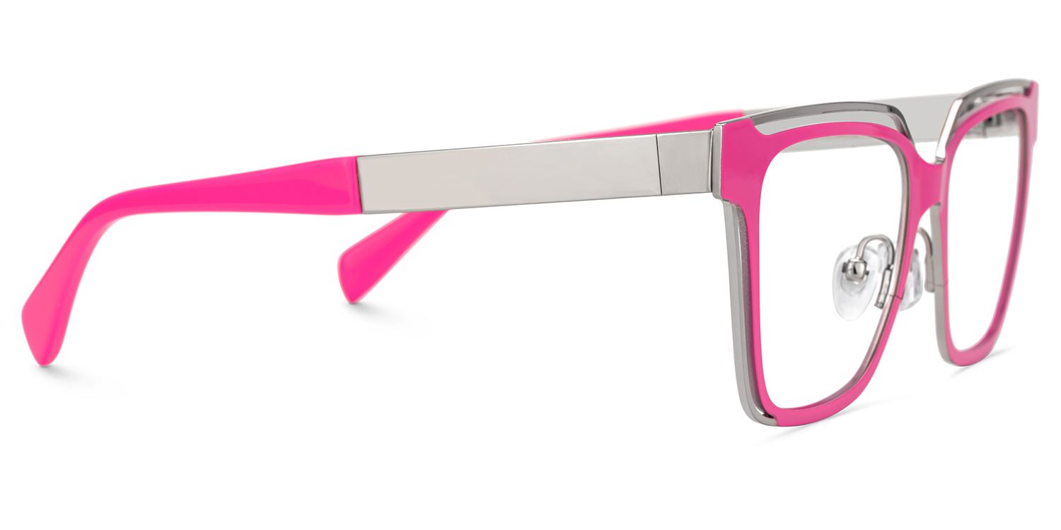 Bright Pink Eyeglass Frames With Square Shape3