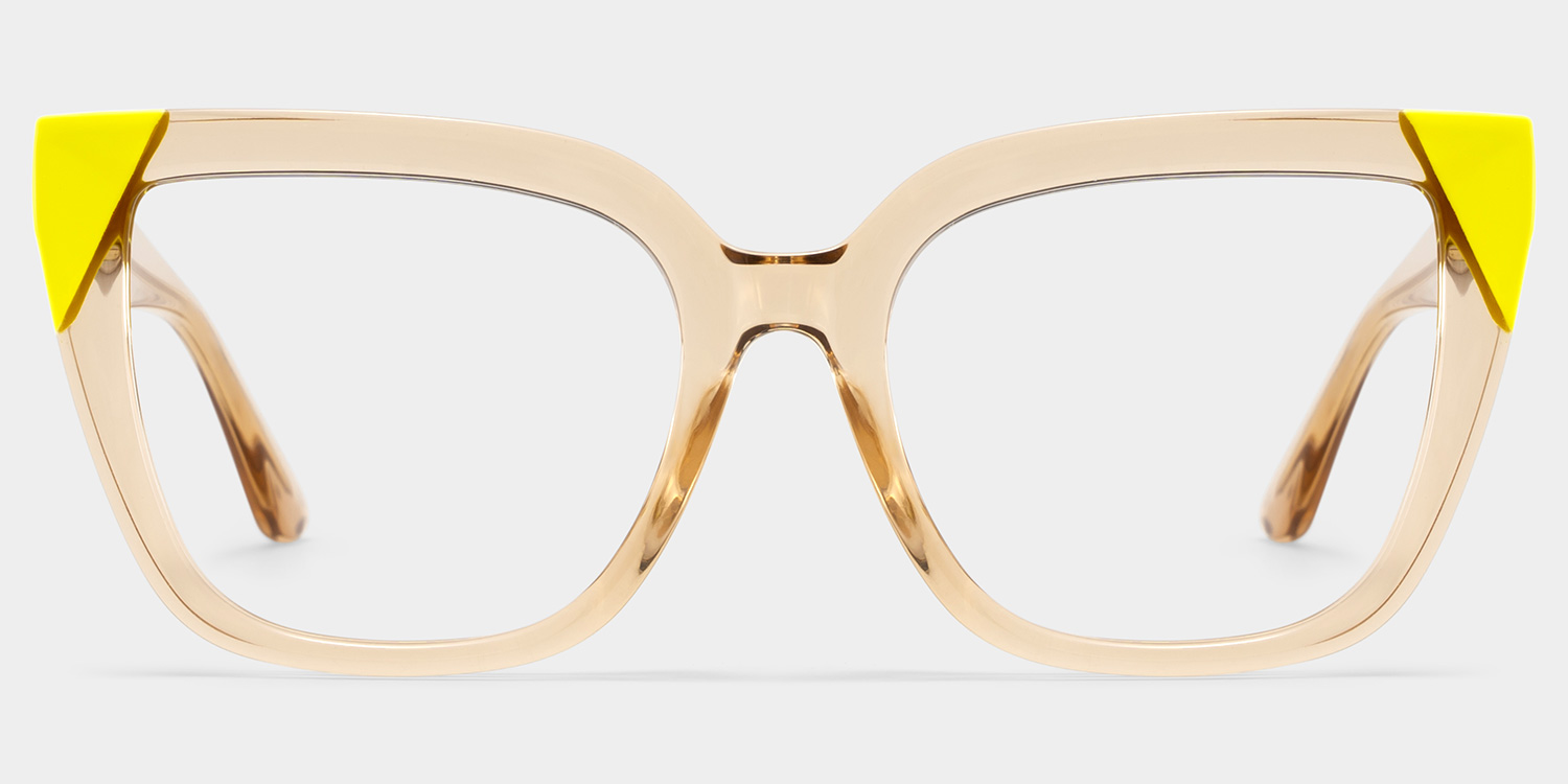 Square Champagne Yellow Eyeglasses- Mirta Acetate Frame Glasses0