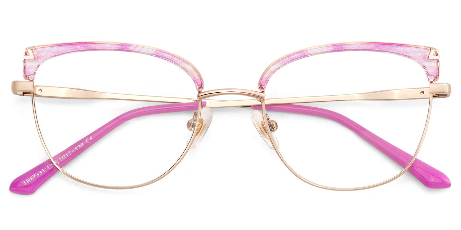 Beau Eyeglasses in Cat eye Pink Gold Frame | ZEELOOL Canada2