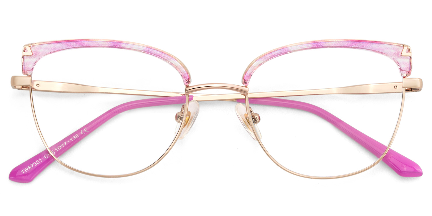 Beau Eyeglasses in Cat eye Pink Gold Frame | ZEELOOL Canada2