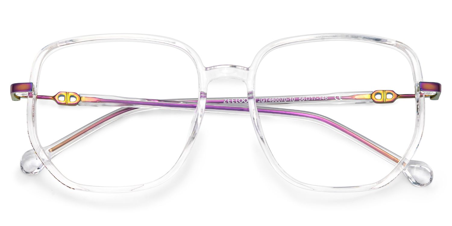 Joana Clear Glasses in Geometric Wide Frame Design | ZEELOOL Canada2