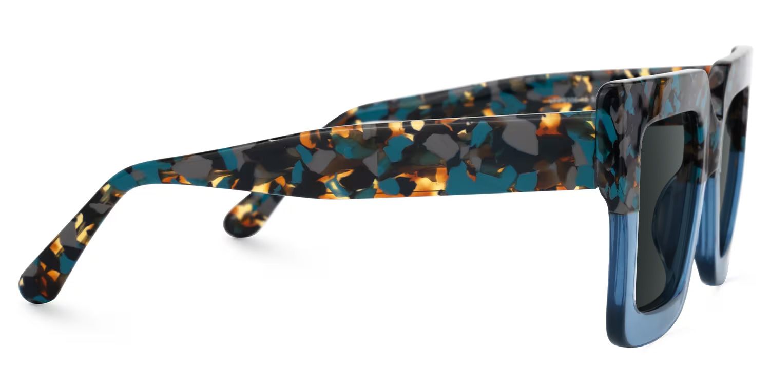 Brandon Blue Square Sunglasses with Chunky Acetate Frames2