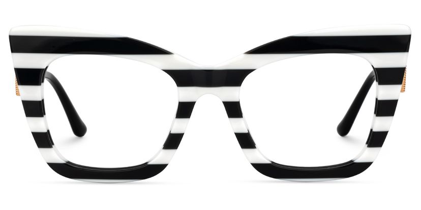 Cagle Black-White Cat eye Glasses