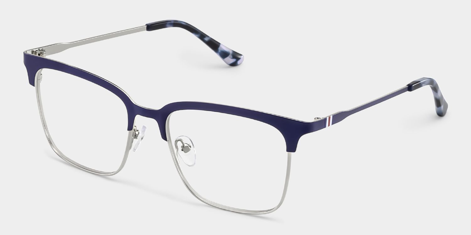 Cleo Blue Silver Frame Glasses with Browline Frame Online | ZEELOOL Canada3