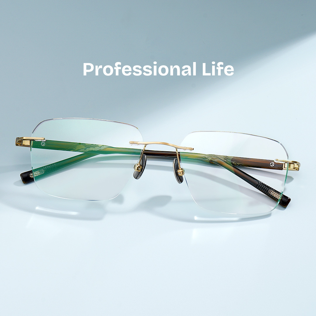 Claire Rectangle Gold Frame Eyeglasses for Man| ZEELOOL Canada1