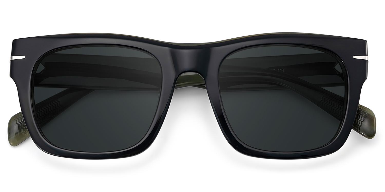 ZEELOOL Renzo Rectangle Black Frame Polarized Sunglasses