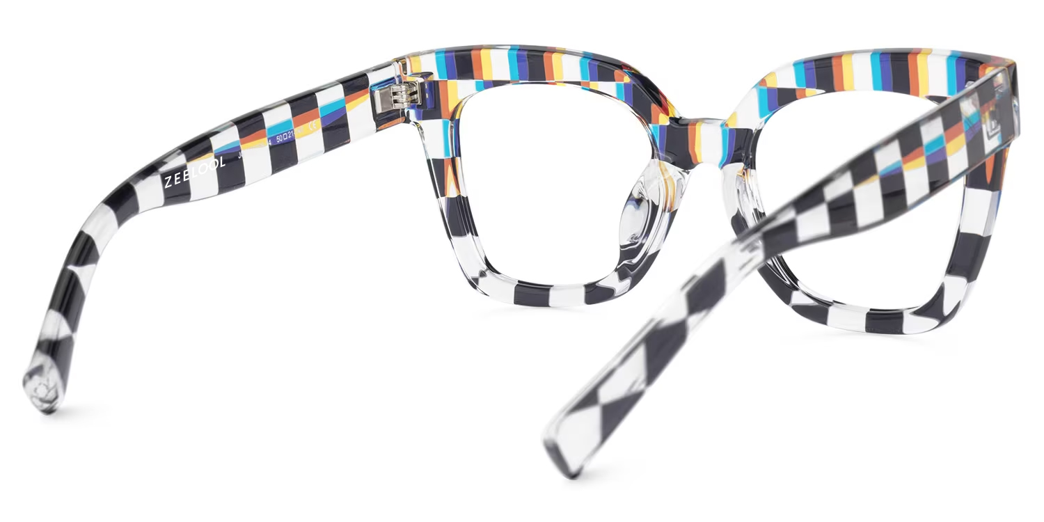 Geek Chic Malcolm Checkered Square Frame Glasses3
