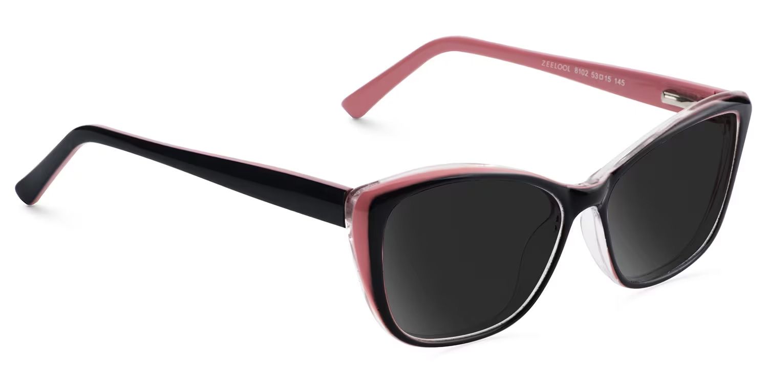 Fidelia Cat Eye Black Sunglasses and Pink Edge2