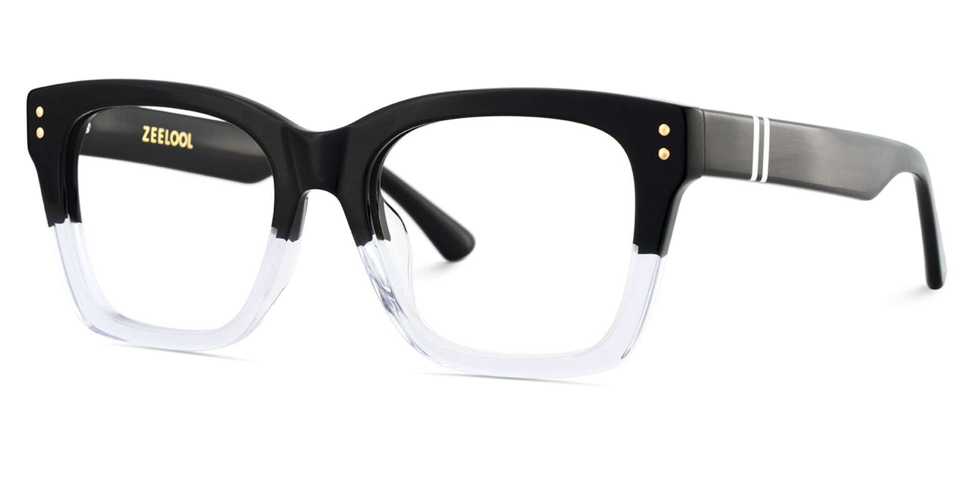 Rectangle Black Crystal Eyeglasses- Gaydeh Acetate Frame Glasses3