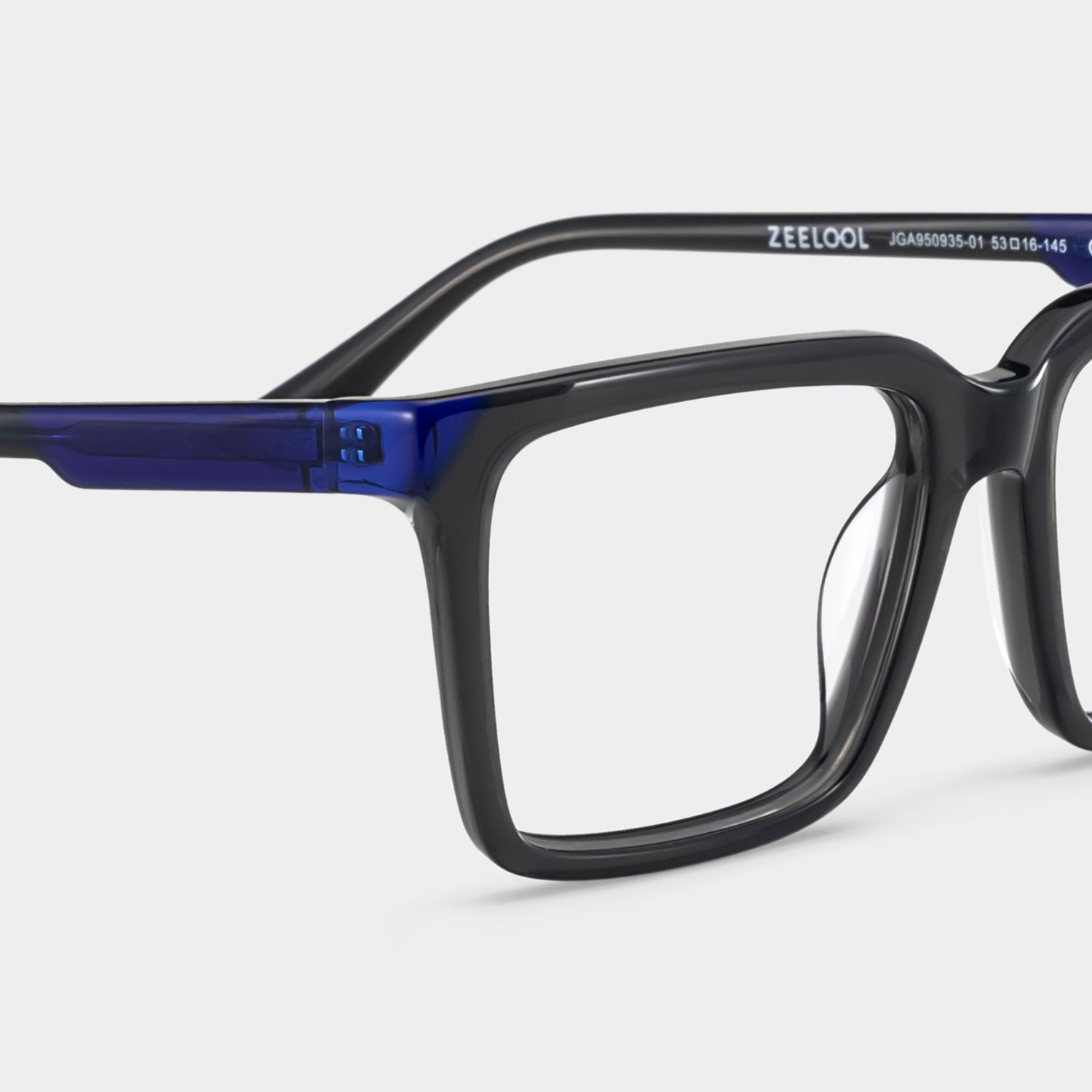 Rectangle Dark Gray Eyeglasses- Troy Acetate Frame Glasses4