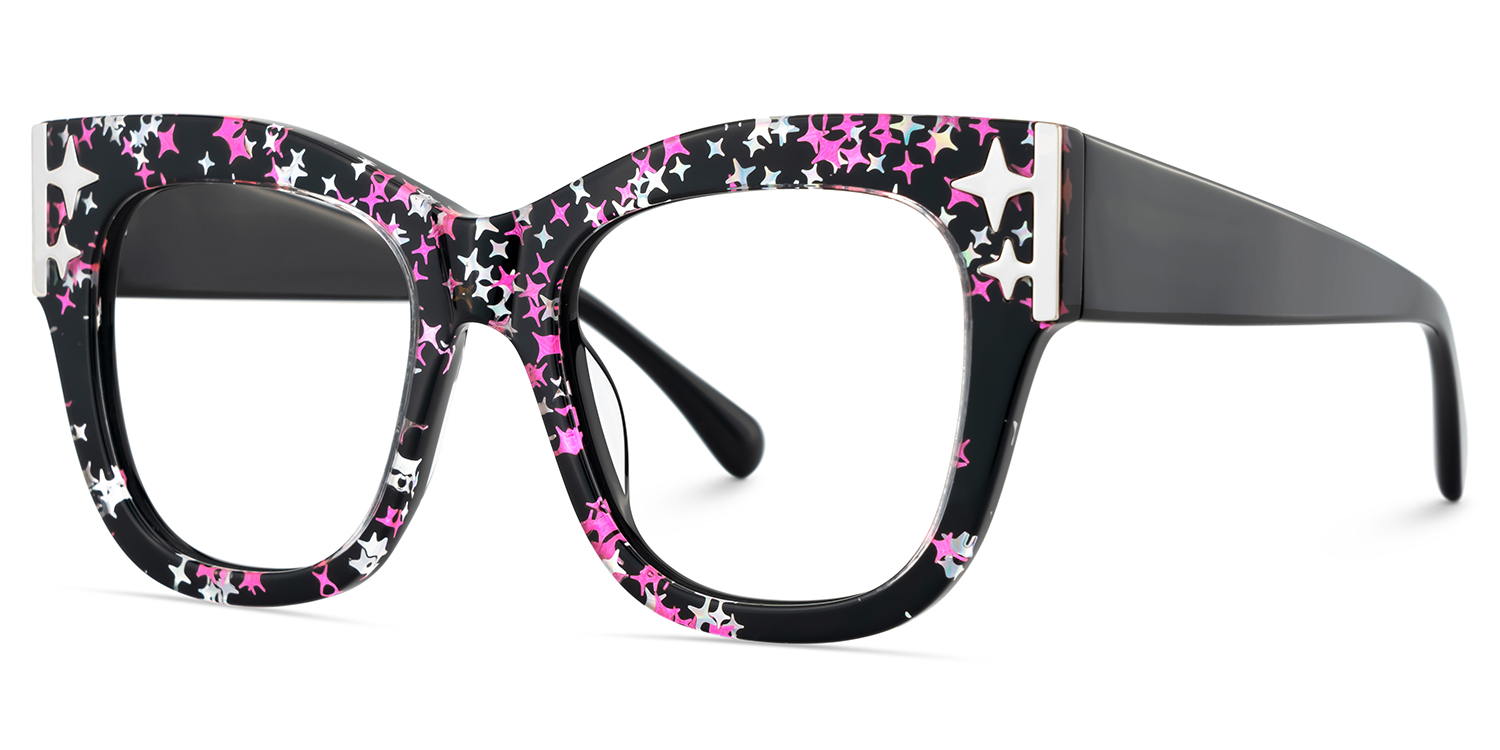 Minfia Square Black Pink Glasses3