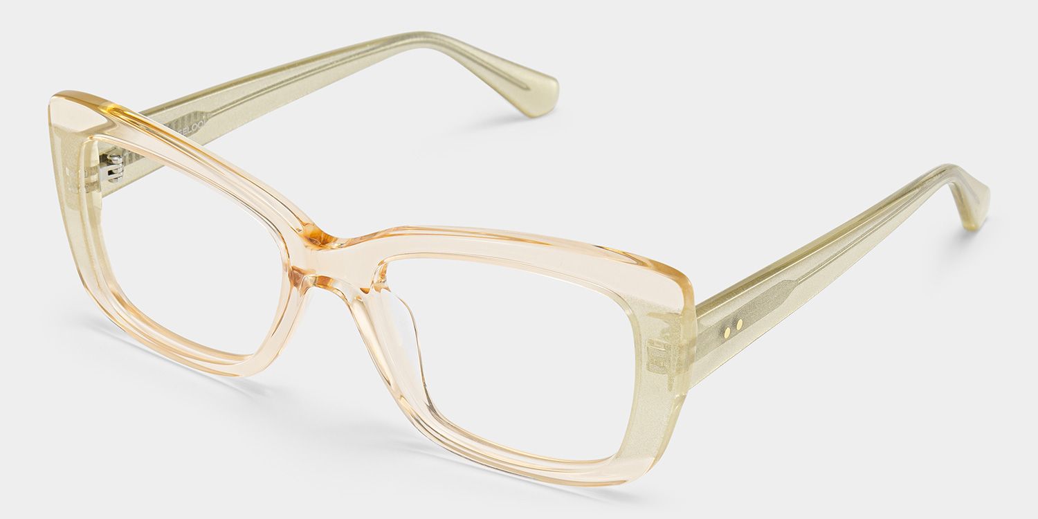Leona Rectangle Gold Glitter Eyeglasses with Bling Frame | ZEELOOL2